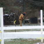 Kathi Tucker, South Range, WI Kathi unthaws a water hose - every morning chore...Raindance Farms, LLC, South Range, WI